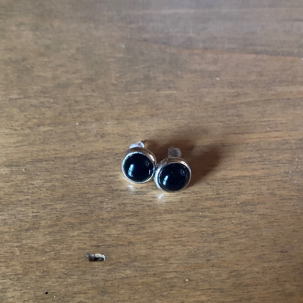 Black Onyx Sterling Silver Stud Earrings